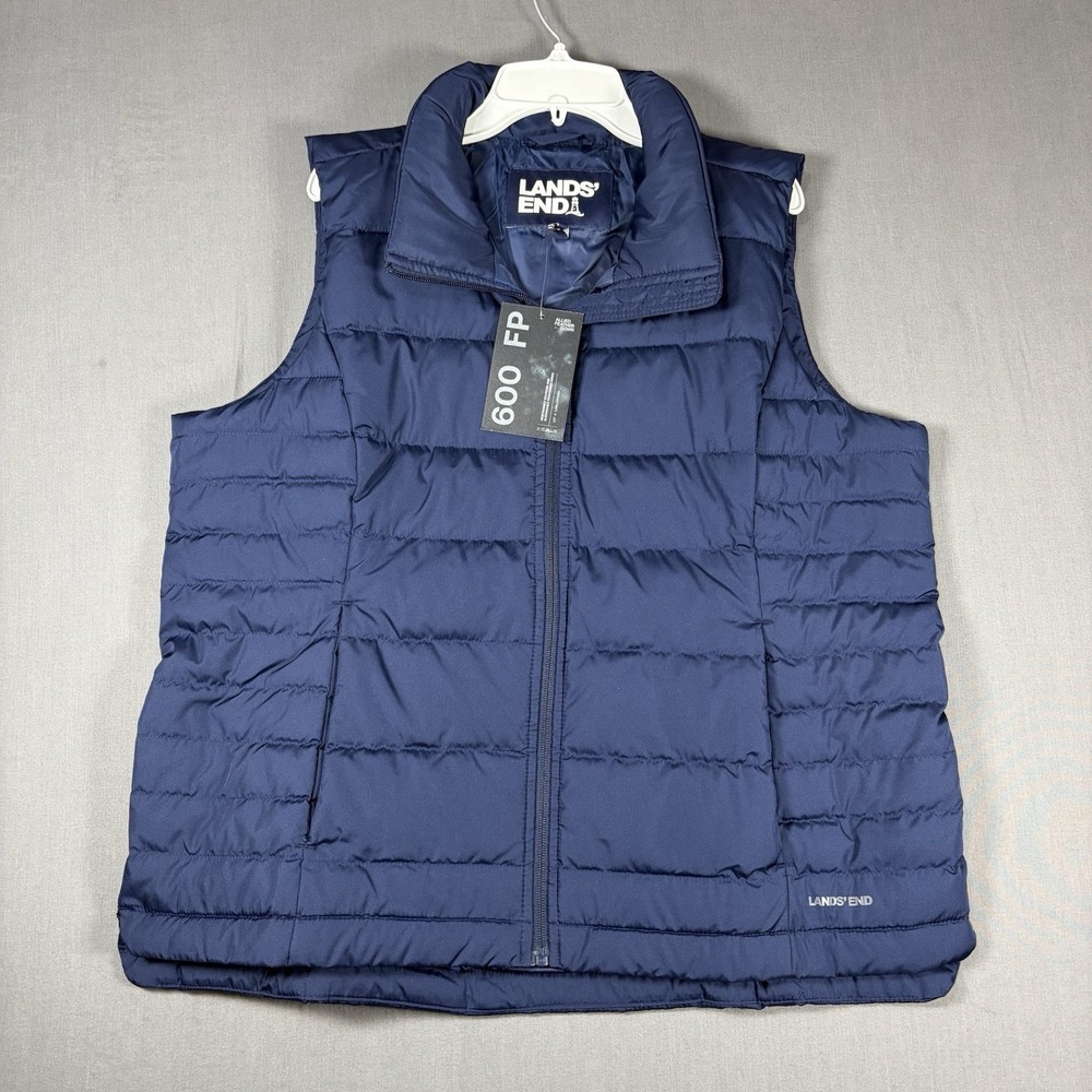 NWT Lands End Vest Womens L Size 14/16 600FP Down Puffer Quilted Zip